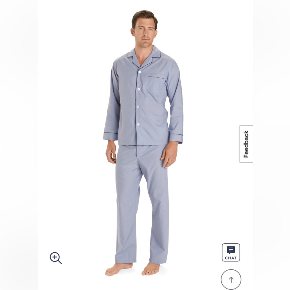 Brooks Brothers Light Blue Wrinkle Resistant Men’s 100% Cotton Pajama Set,medium